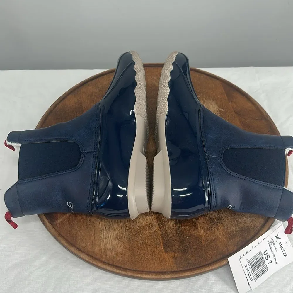 Arctix Boots Kids 7 Blue Rubber Pull On Hudson Duck Rain Winter Snow Lined